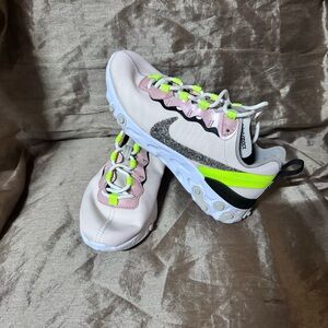 Nike React Element 55 PRM Womens Size 6.5 Pink Green neon green Sneakers Women R